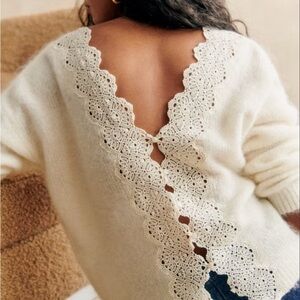 Sézane Cream Lace Sweater